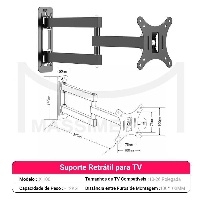 HAOSIN Suporte Articulado para TV 10 a 55 Polegadas VESA 75x75 e 100x100 Universal