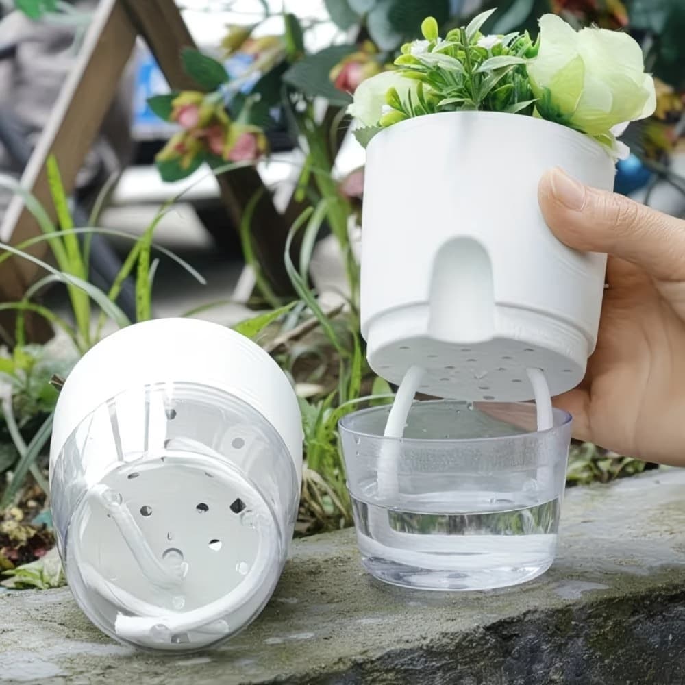 Vaso De Flores Hidropônico Com Rega Automática Para Ambientes Internos E Externos Planta Plantador De Algodão Corda Jard