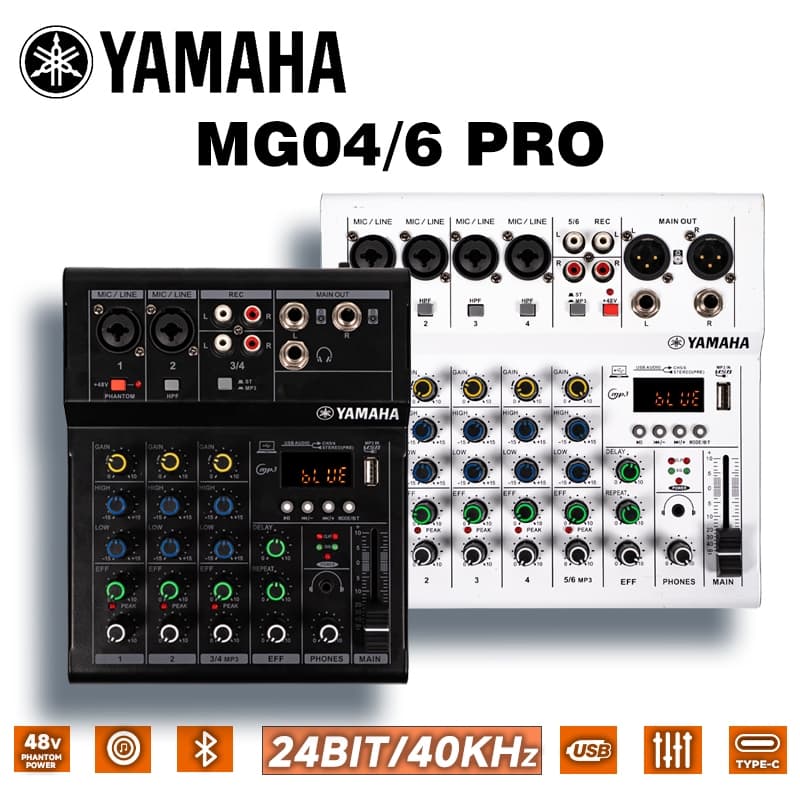 YAMAHA MG04 PRO MG06 Mini Mixer De Som , Console De Mixagem De Áudio De 4/6 Canais Bluetooth USB Tipo C , 48V Phantom Po