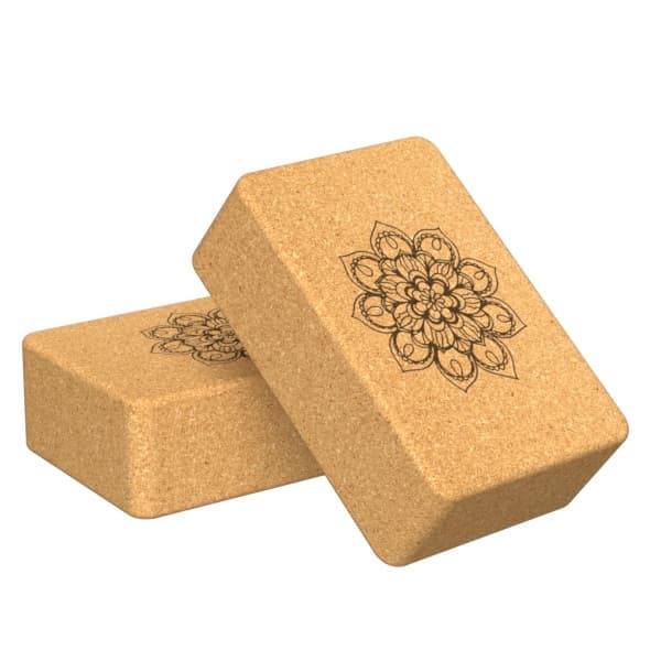 Bloco de Yoga em Cortiça Natural Par para Posturas Alongamento Massagem Material Sustentável Ecológico