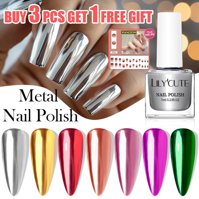LILYCUTE 7ml Esmalte Metálico Super Brilhante Efeito Nail Art Metal Verniz Sem Necessidade De Lâmpada