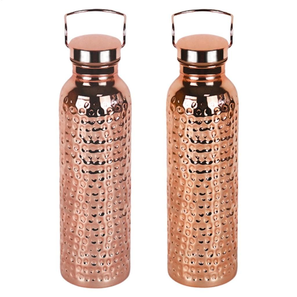 Garrafa De Água De Cobre Puro 800ml Portátil Para Acampamento , Caminhada , Viagem