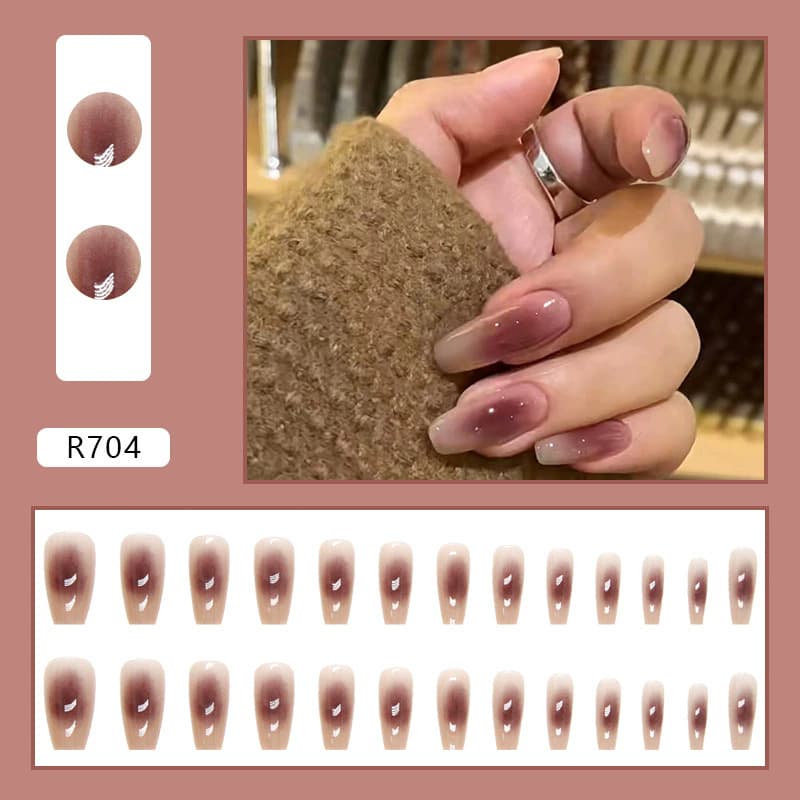 24 PCS Unha Falsa Com Cola Para Unhas
