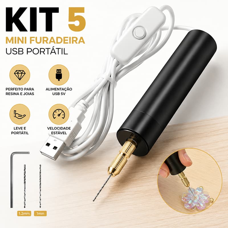 Mini Broca Elétrica Manual De 5V USB Com Rotativa Portátil Alimentada Por Torção Utilizada Para Jóias de Resina