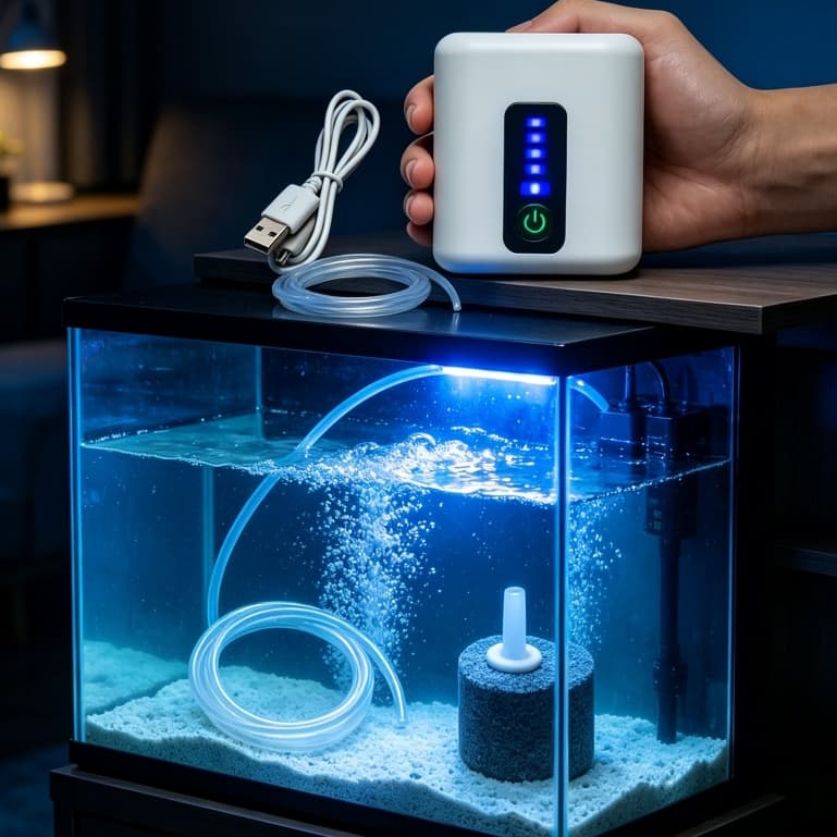 Bomba De Ar De Oxigênio Para Aquário , Bateria De Lítio Recarregável , Externa Pesca USB