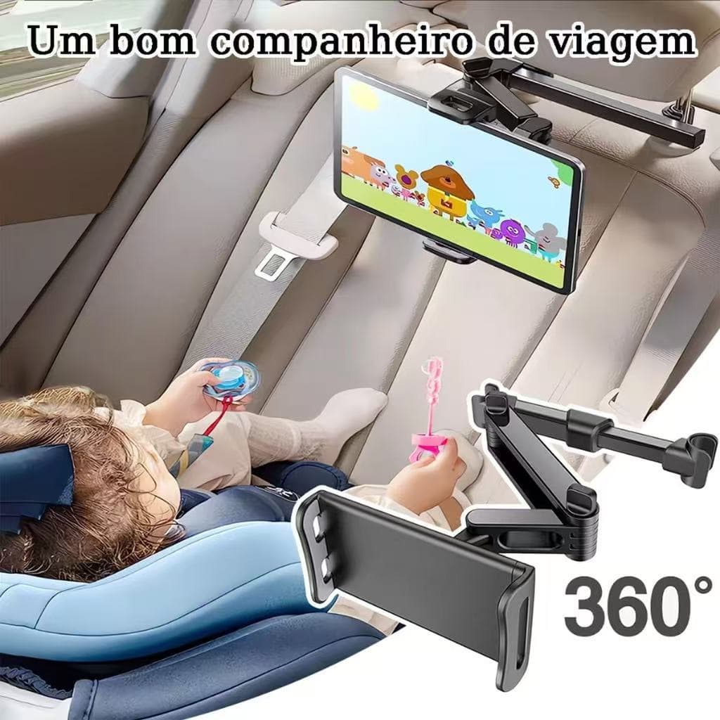 Suporte Veicular Para Celular Banco Traseiro 360° Giratória Suporte De Tablet Dobrável E Extensível