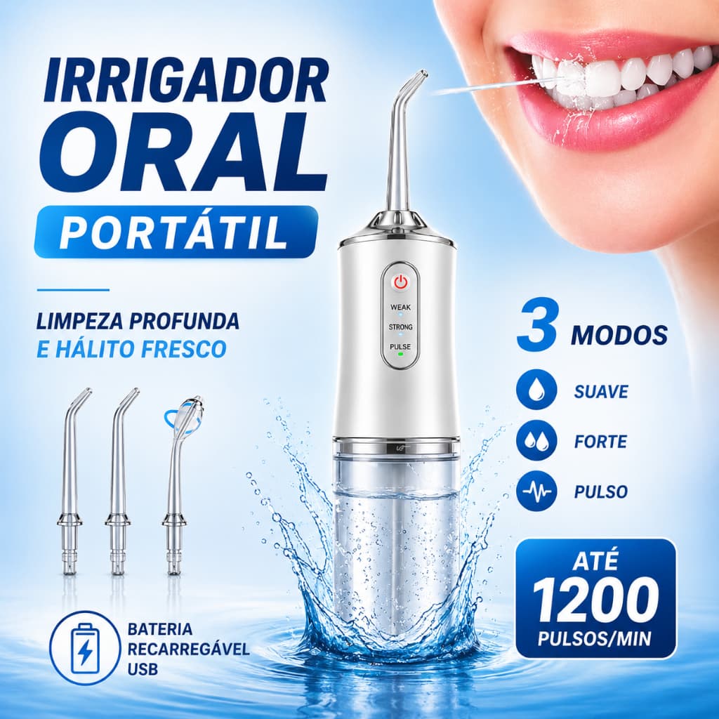 Irrigador Oral Elétrico Portátil 220ML Água Dental Flosser 3 Modos USB Recarregável À Prova Dwaterproof Limpeza Profunda