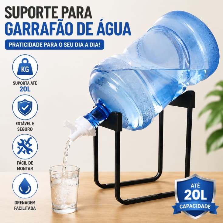 Suporte Para Galão Filtro de Água Removivel Bebedouro De Água Potável 20 Litros Torneira