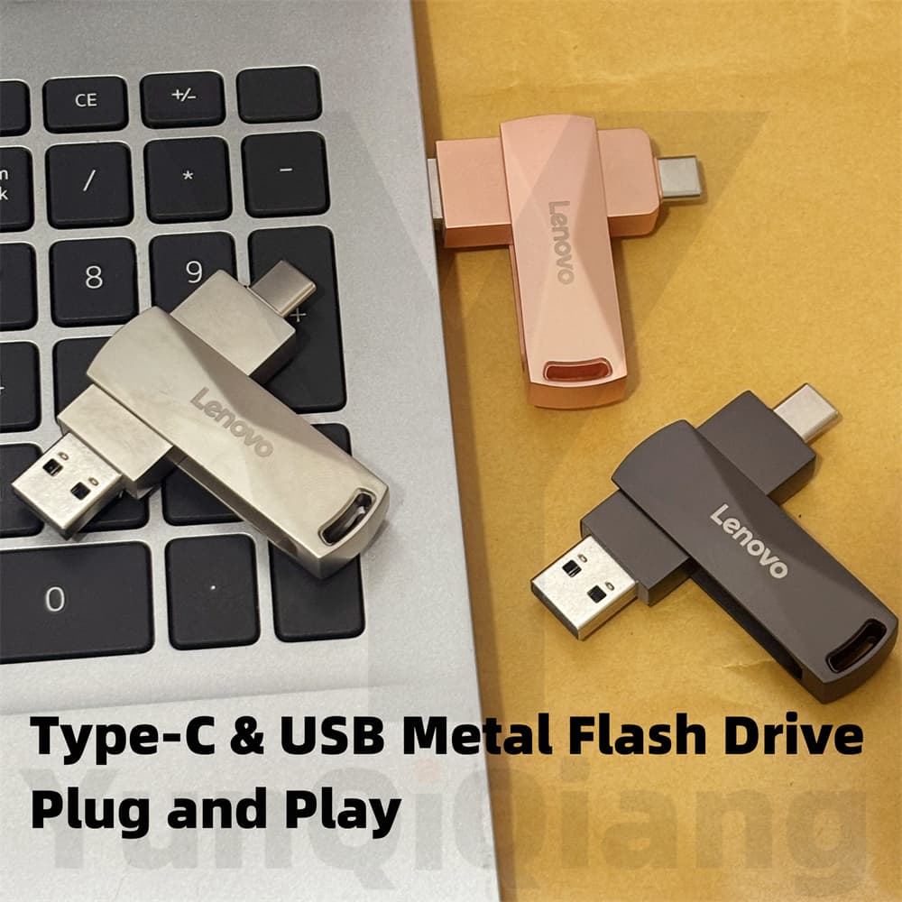 Lenovo Triângulo Rotativo 2 Em 1 OTG À Prova D'água USB Pen Drive De Alta Velocidade 8GB 16GB 32GB 64GB 128GB 2TB Plug a