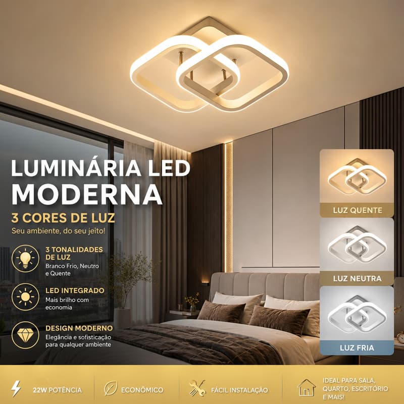 Luminária suspensa com LED tricolor, design moderno e minimalista, para corredor, sala de estar e quarto, 110-220 V