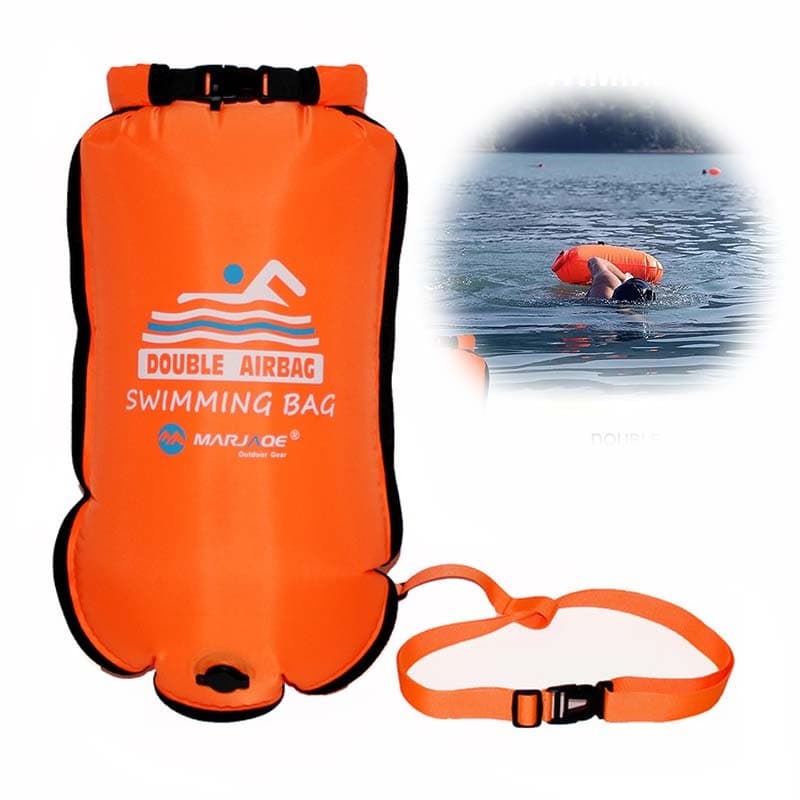 20L Inflável Aberto PVC Bóia De Natação Reboque Flutuador Saco Seco Duplo AirBag Com Cinto Alta Visibilidade Esporte Aqu