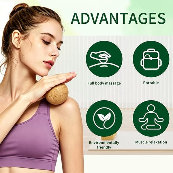 Bola de Massagem em Cortiça Natural Bola Miofascial Yoga Pilates Alívio de Tensão Muscular Ecológica