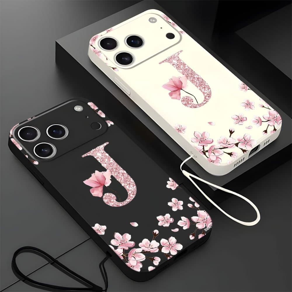 Entrega de Corda Personalizada 26 Letras Capa Para IPhone 7 8 X Xs XR 11 12 13 14 15 16 17 Ar Plus Pro Max Capinha
