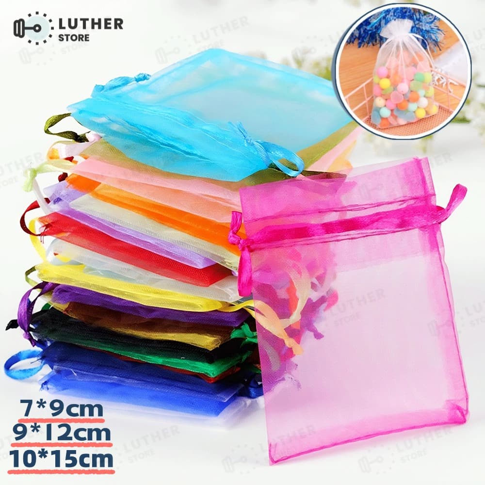 Kit 50/100 Un Saco Saquinho Organza Tule Saquinho Branco Festa Casamento Saco Para Lembrancinhas Decoração
