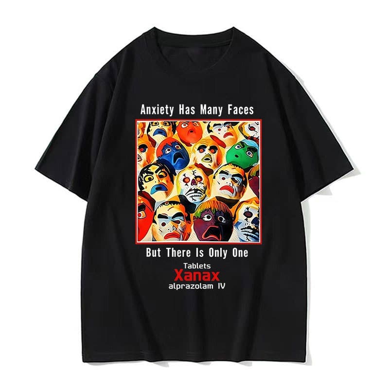 Xanax Ansiedade Tem Muitas Faces Camisetas Gráficas Vintage Harry De Algodão De Alta Qualidade Mulheres Homens Casuais M