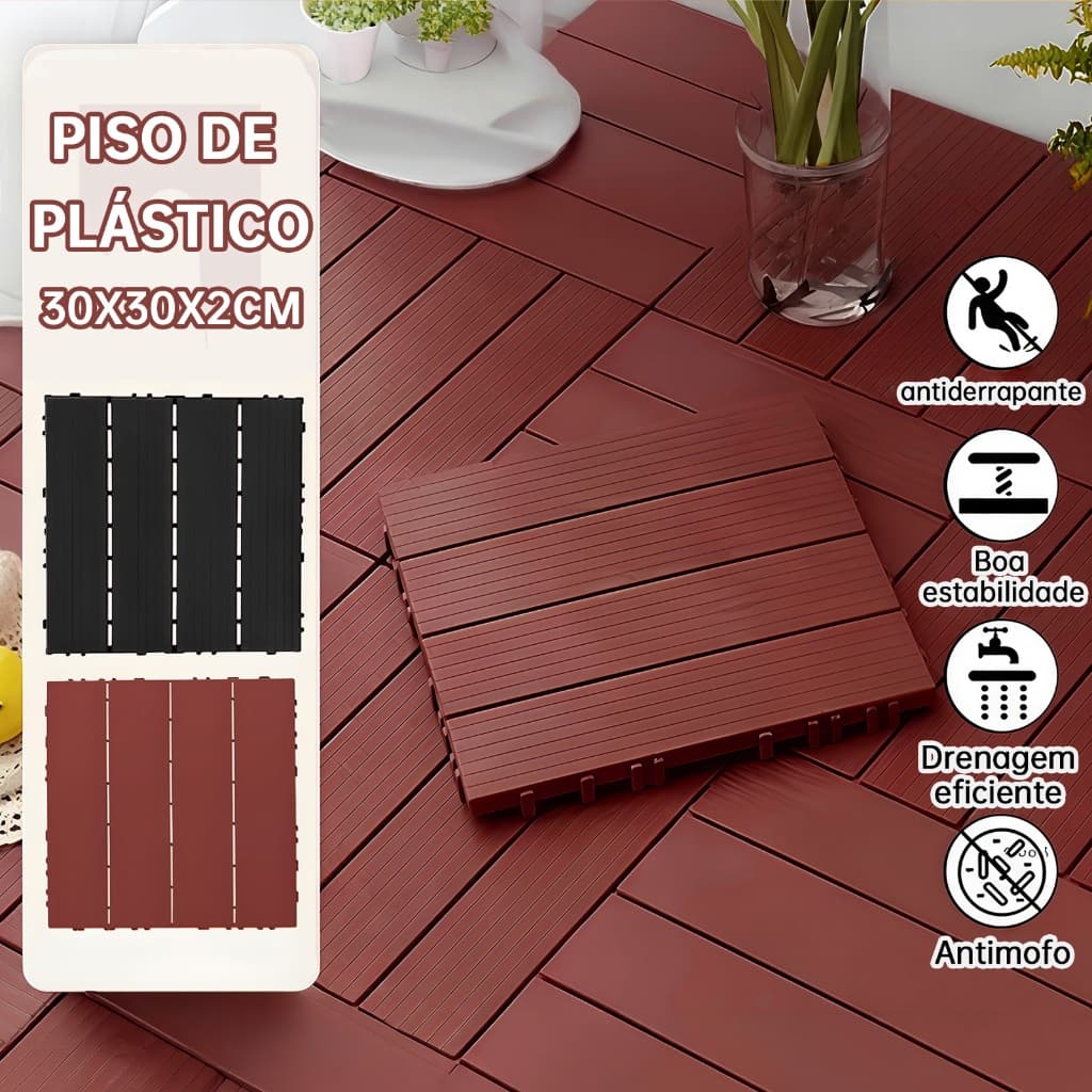 Kit modular de deck 30 x 30 cm, em plástico PP, para pavimentos, varandas, jardins e áreas exteriores