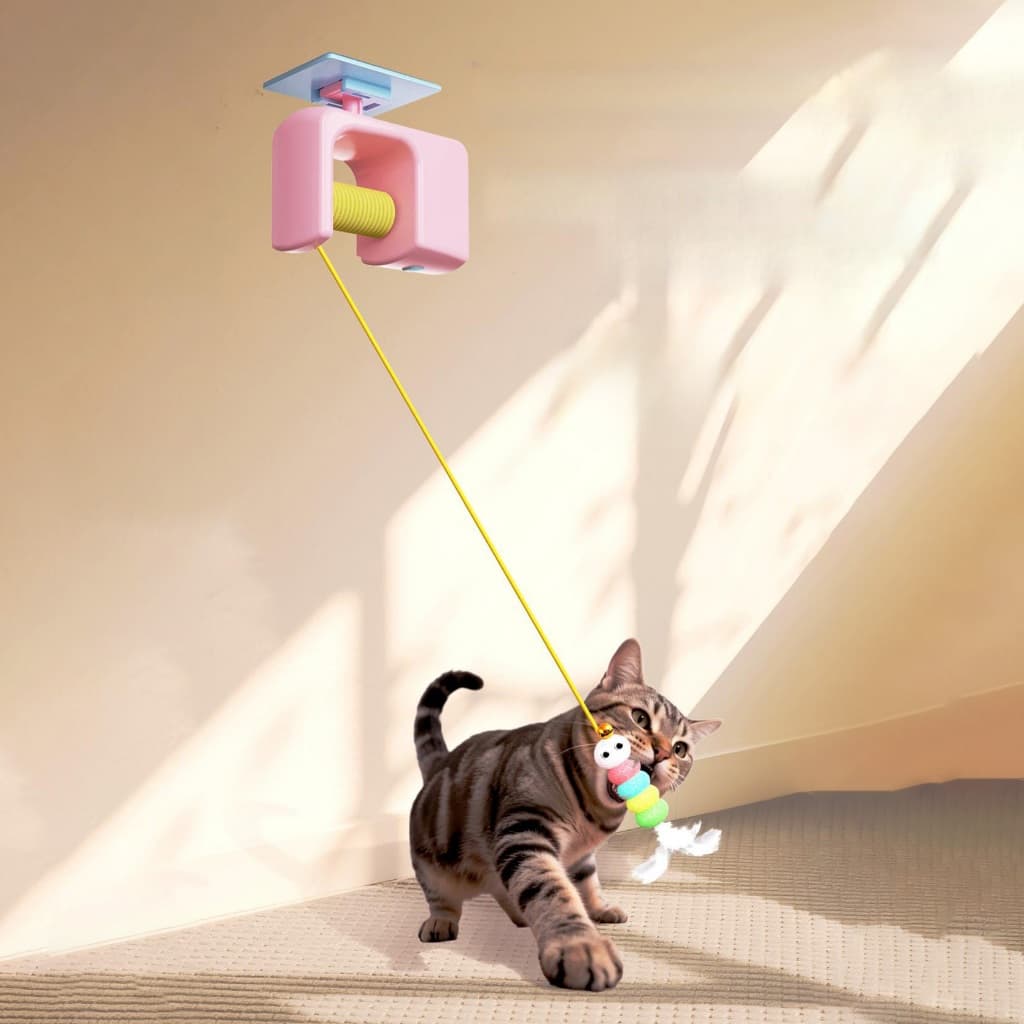 Brinquedo inteligente para gatos, com corda elástica giratória elétrica, pode ser pendurado na porta, resistente à compr