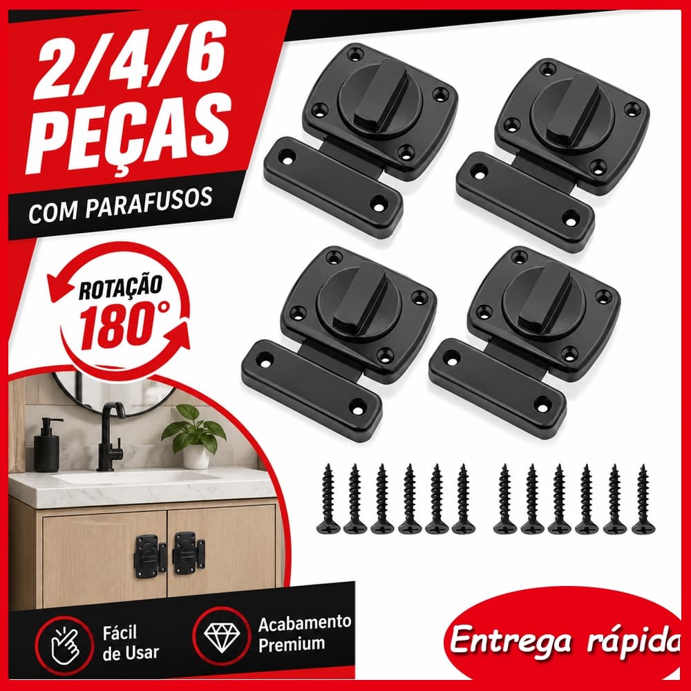 2/4/6 Peças Preto Trava De Portão Giratório 180 ° Fechadura Antiga De Liga De Zinco Para Móveis De Armário De Vinho