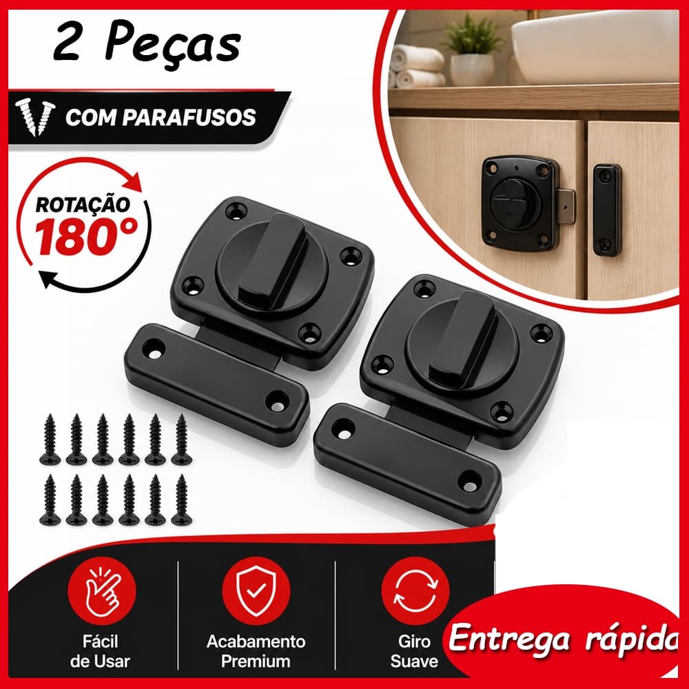 2 Peças Preto Trava De Portão Giratório 180 ° Fechadura Antiga De Liga De Zinco Para Móveis De Armário De Vinho