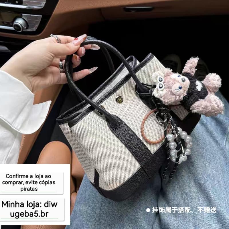 Bolsa de jardim com costura em lona, bolsa feminina All-Match, bolsa de ombro, grande capacidade