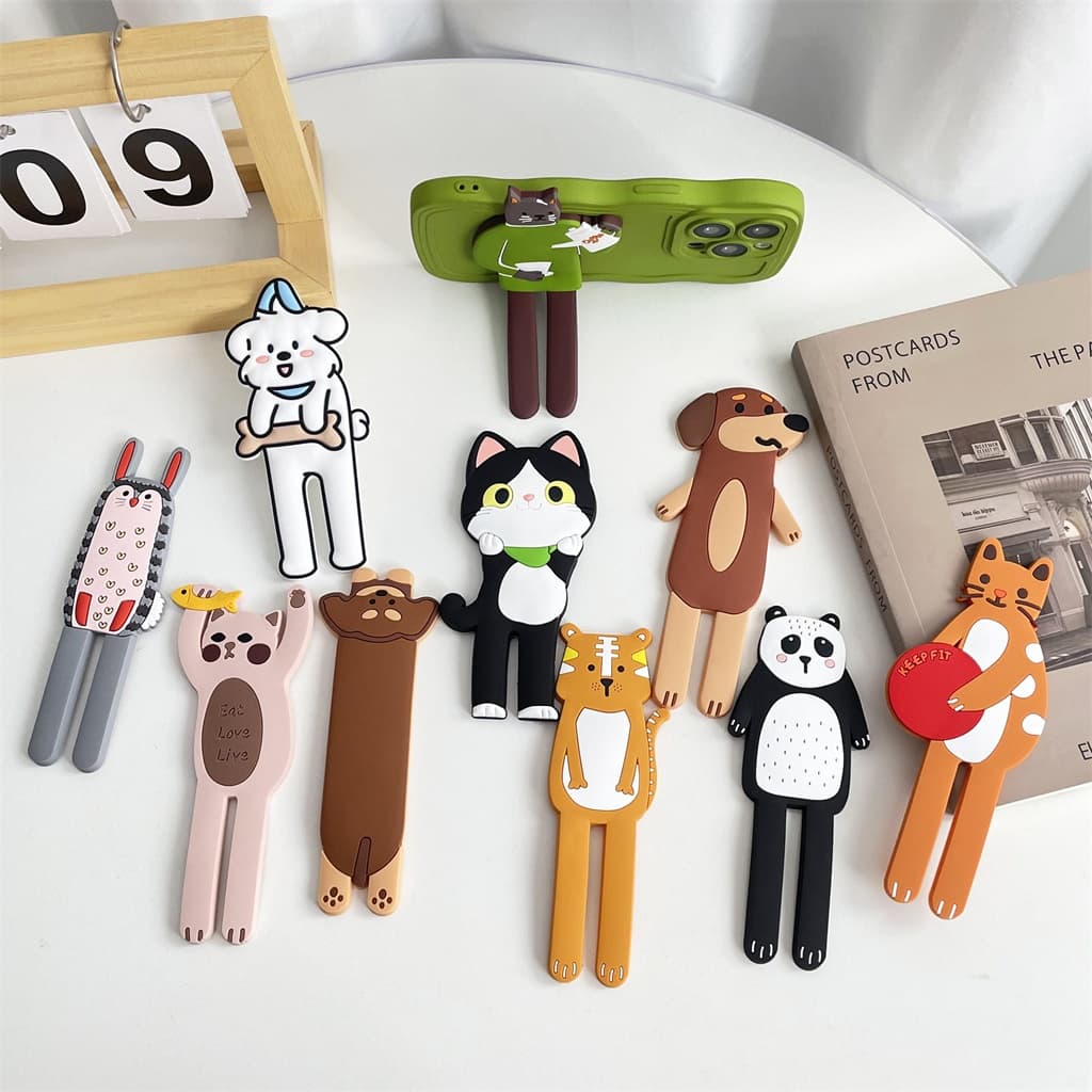 Suporte do telefone móvel dos desenhos animados suporte de Silicone dobrável resistente ao choque anel fivela suporte re