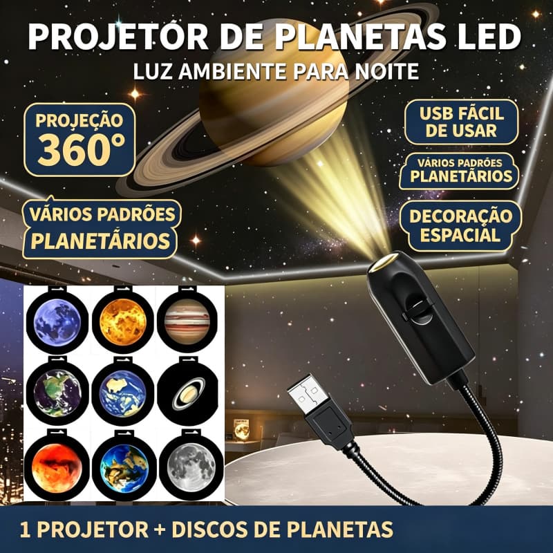 Usb Teto Lua Projeção Atmosfera Luz Céu Estrelado Lâmpada Noturna Quarto Romântico