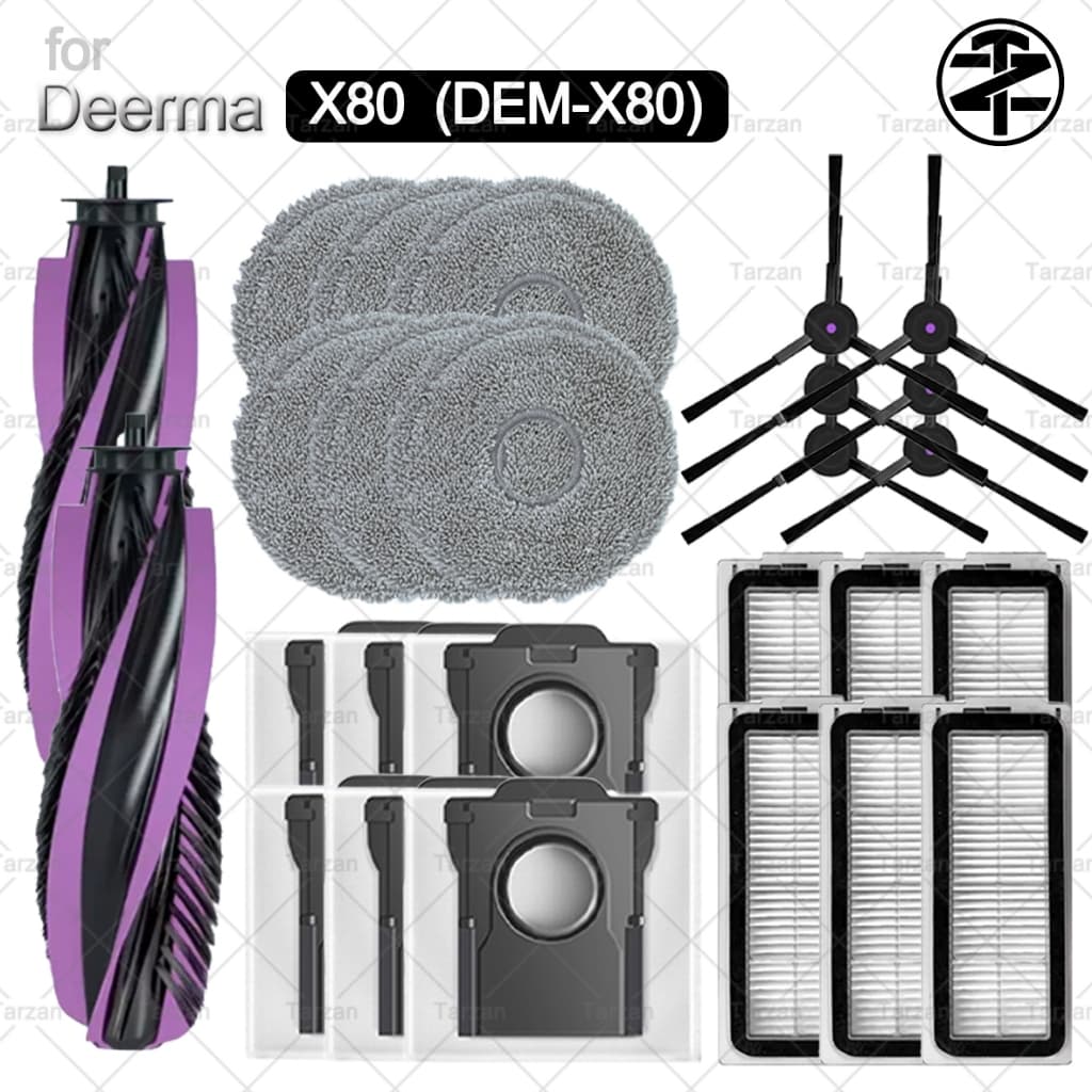 Para Deerma X80 (DEM-X80) Acessórios De Aspirador De Pó Robô : Escova De Borracha , Lateral , Filtro HEPA , Esfregão , S