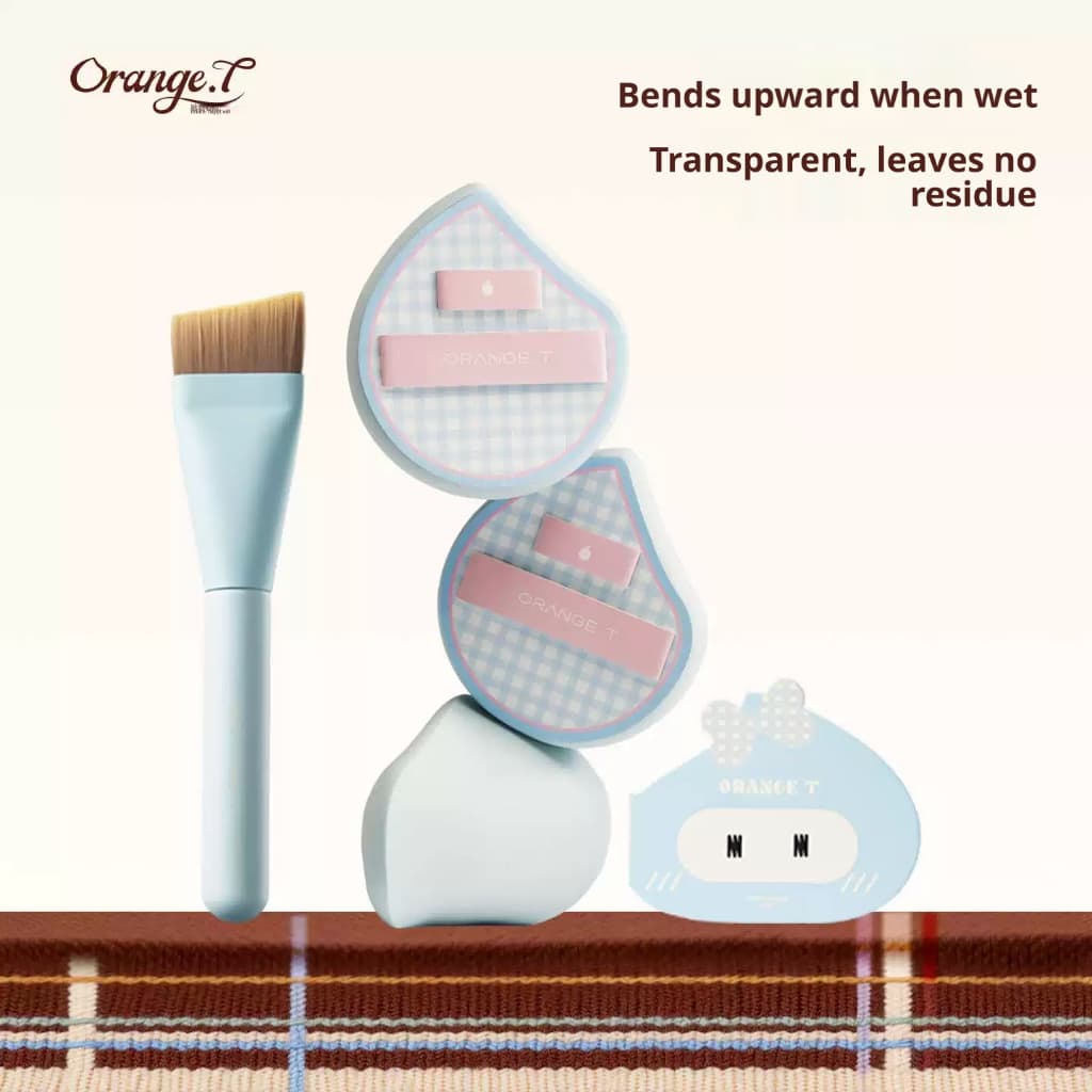 Orange.T Esponja de Maquiagem Qflexpoly Expansível, Almofada com Alça Dupla para Aplicar Base Suave
