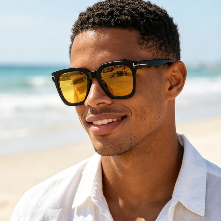 Óculos de Sol Retrô Coreano Quadrado Premium, Modelo em Forma de T para Rosto Pequeno, Versátil e Elegante