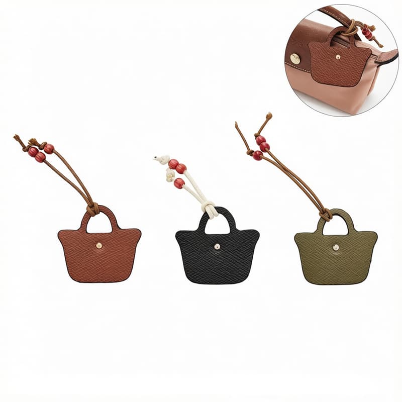 Saco De Couro Charme Pingente Para Longchamp Artesanal Pendurado Ornamento Decoração , DIY Cordão Acessórios Presente Bo