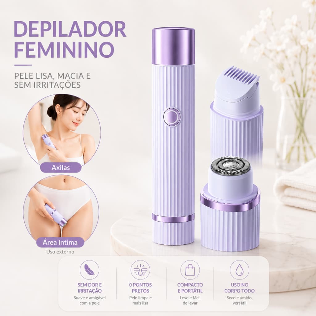 Depilador elétrico recarregável feminino, depilador de lâmina dupla, entrega Local suave e indolor