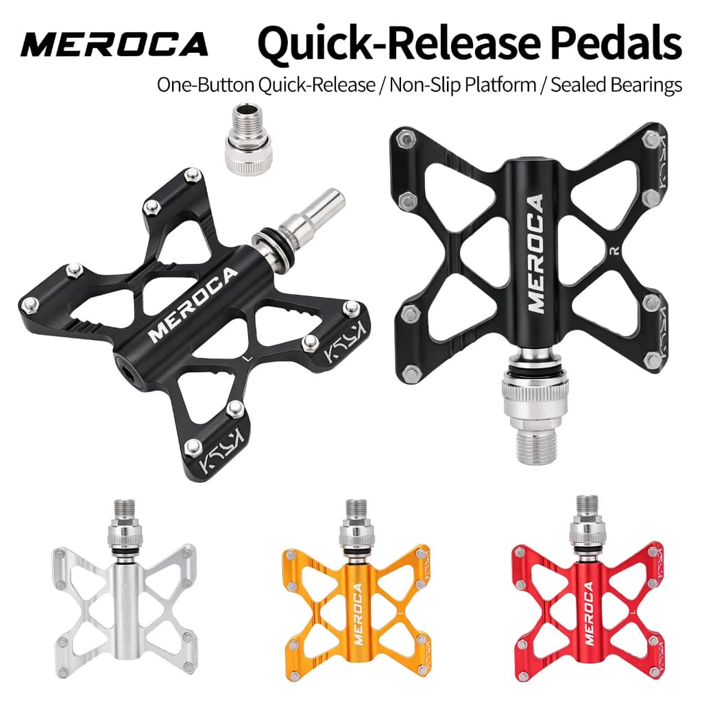 MEROCA K5 Pedais De Bicicleta De Liberação Rápida , Pedal De Liga Antiderrapante , Ajuste Leve , Dobrável , MTB , Estrad
