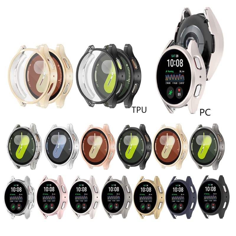 Para Samsung Galaxy Watch 7 40mm 44mm TPU Cobertura Completa Capa Protetora PC Moldura De