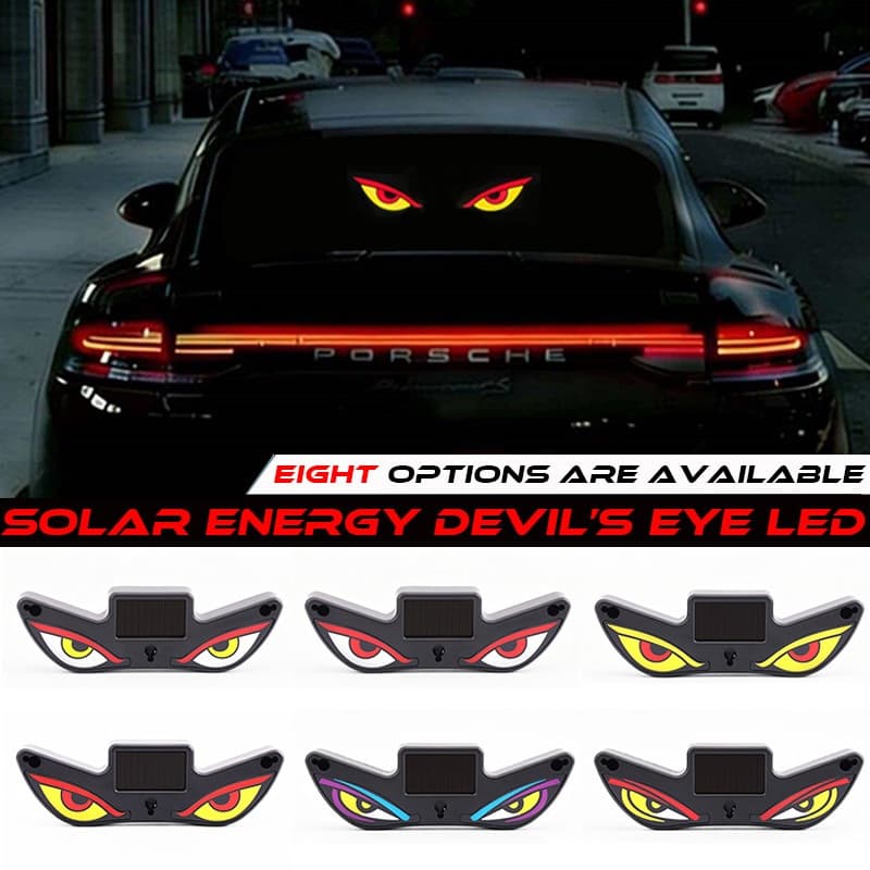 Solar LED Diabo Olho Luz De Advertência Do Carro Janela Traseira Decoração Lâmpada Sensor Automático Recarregável