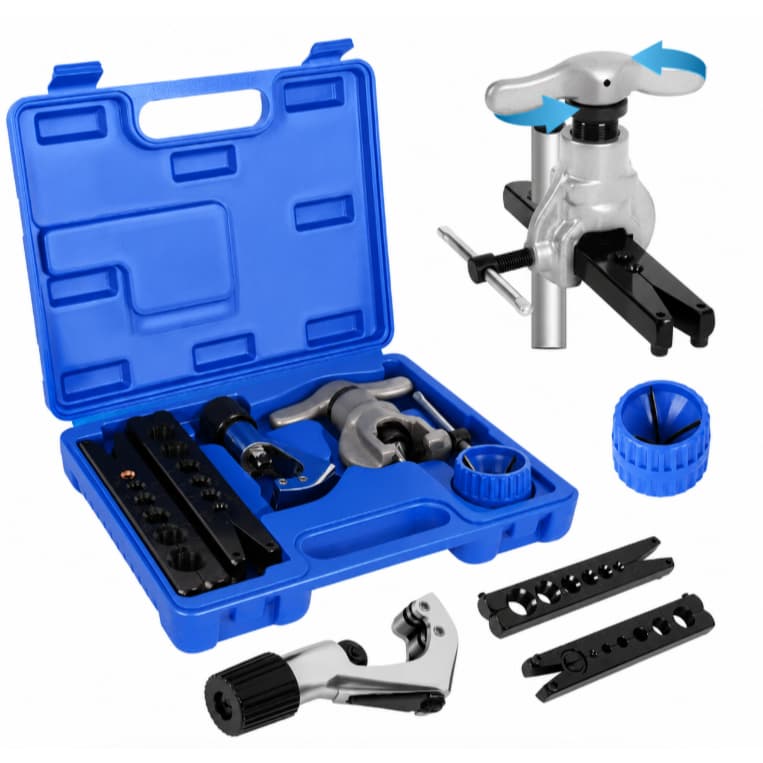 Kit Flangeador de Tubos Excêntrico com Catraca 3/16" a 3/4" + Cortador + Escareador