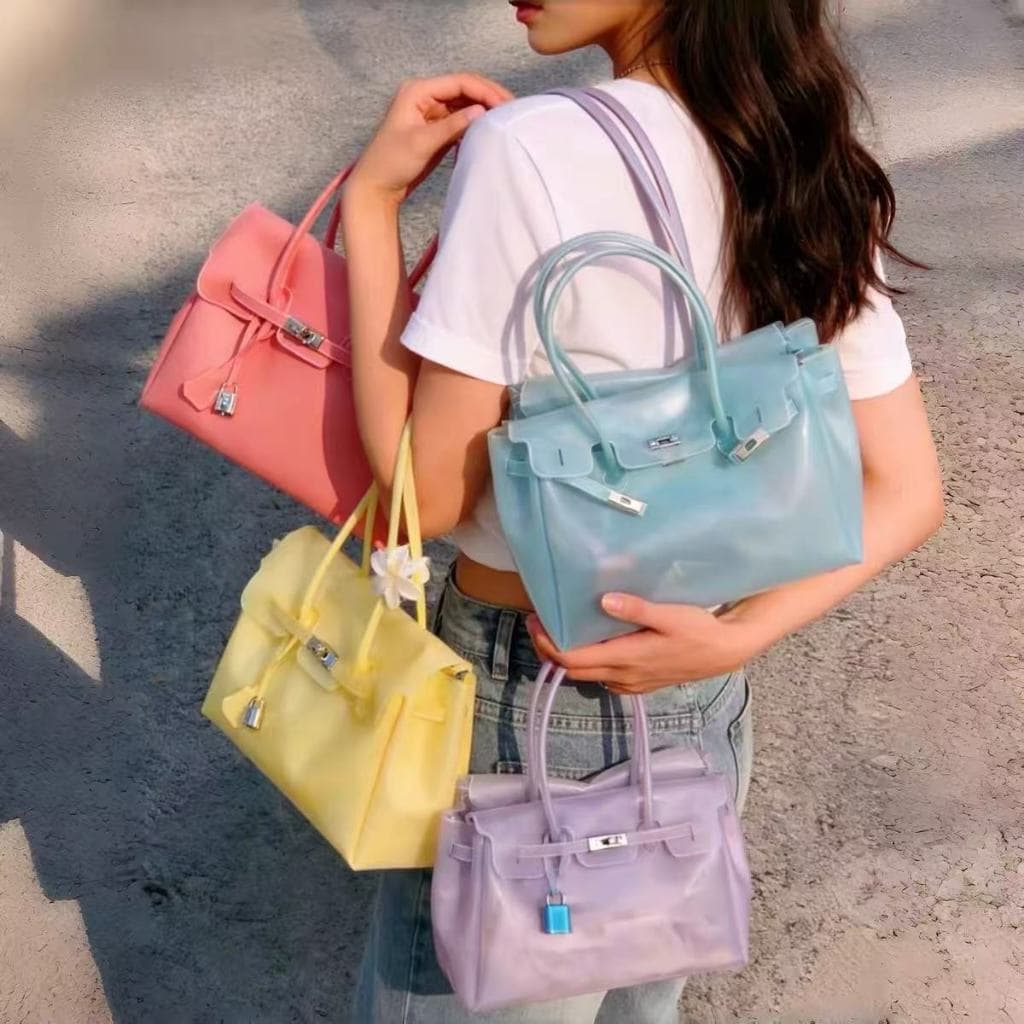 2026 Verão Y2K Geléia Sacos Na Moda Dopamina Tote Axilas Bolsa Feminina Doce Cor PVC À Prova Dwaterproof Água Praia De O