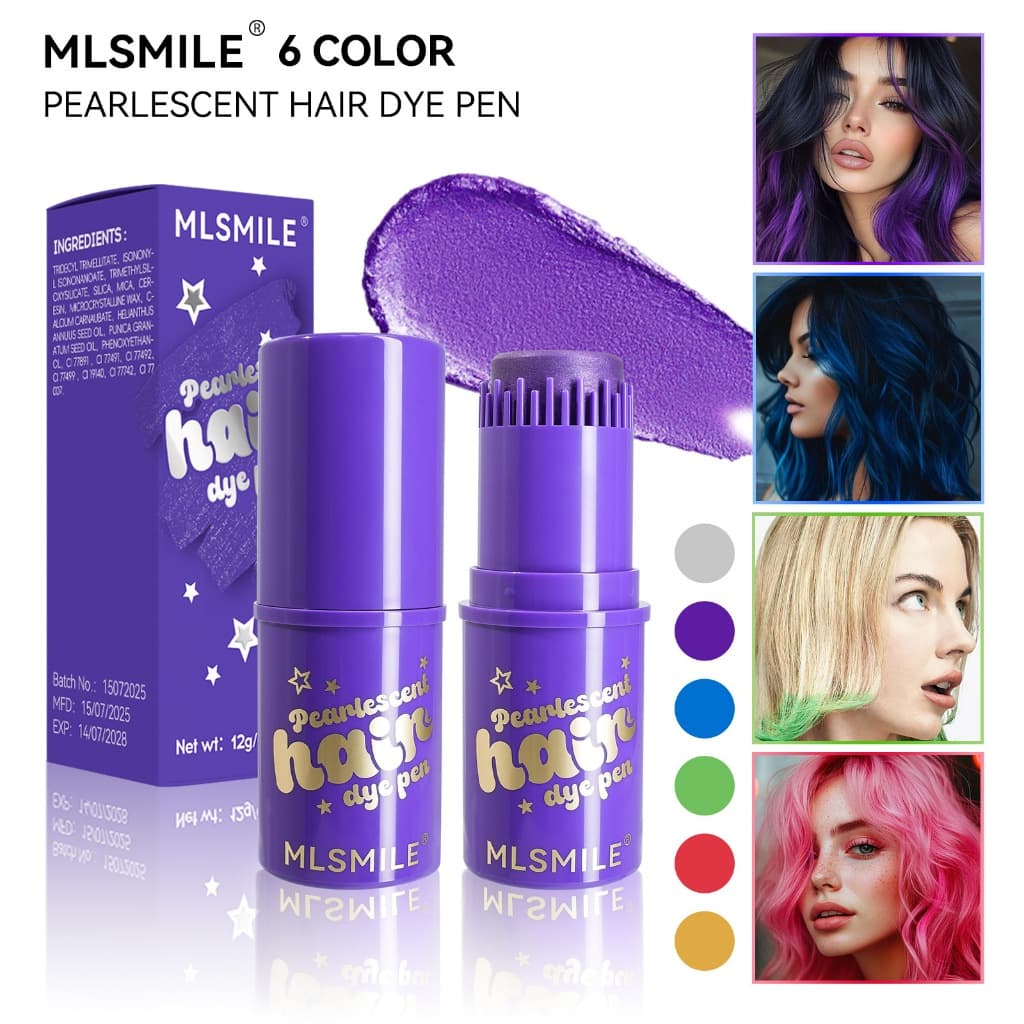 Bastão Colorido Temporário para Cabelo – Ideal para Festas e Cosplay, Cobertura Fácil, À Prova d'Água e Suor