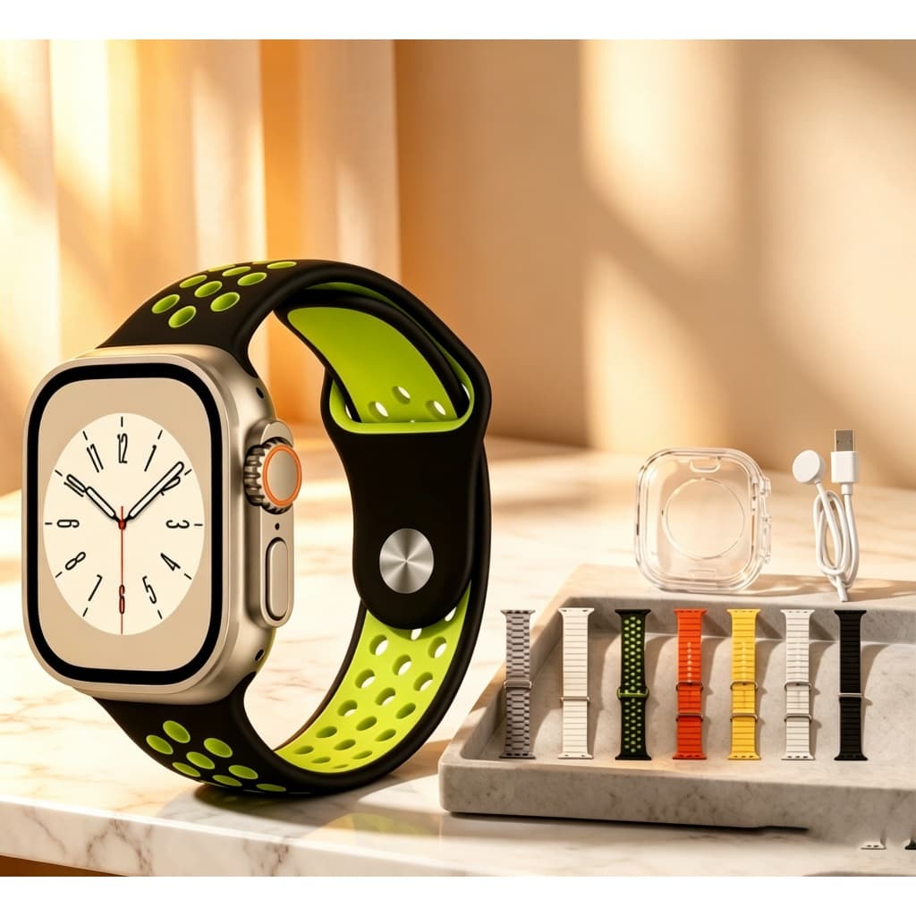Smartwatch Relógio Inteligente 7 Pulseiras Monitor Cardíaco Oxímetro De Sono Com Capa Protetora