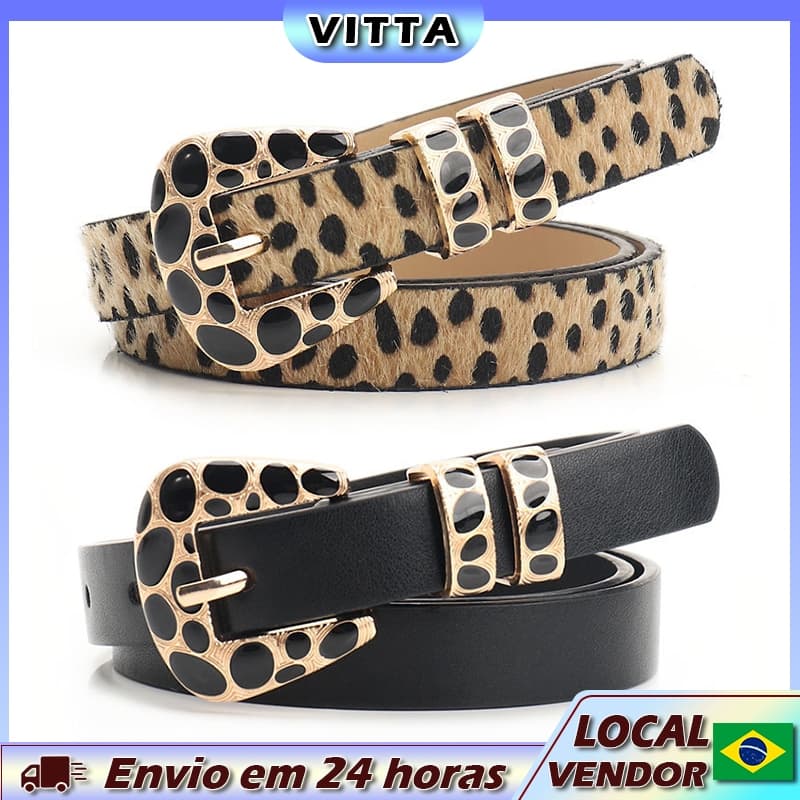 Cinto com estampa de leopardo VITTA feminino Fashion Spot all-match Jeans cinto