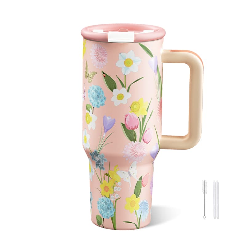 (Série Floral Shadow) Copo MODOFO De 1.2L Com Garrafa Térmica De Palha Estético Botol Air Tahan Sejuk Aquaflask Tumb