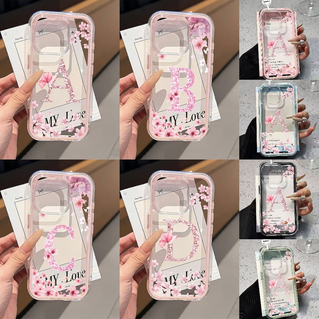Personalizar 26 letras Capinha Para IPhone 13 11 12 14 15 16 17 Air Pro Max Capa De Acrílico Normal Capa