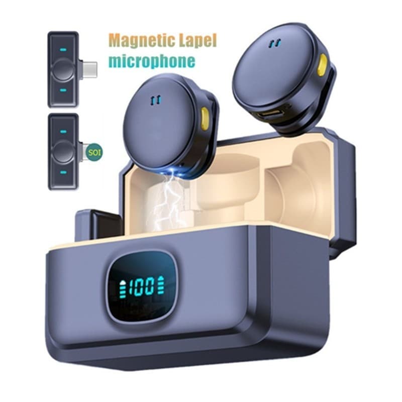 Microfone De Lapela Sem Fio Q8 Clipe Magnético Com Redução De Ruído Mini Para Gravação De Telefone E Streaming