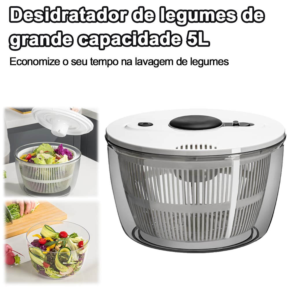 Desidratador de legumes de grande capacidade 5L, cesta centrífuga com descarga por pressão única