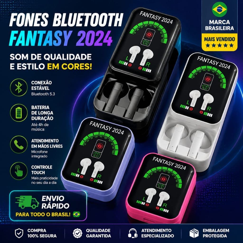 Fones De Ouvido Bluetooth Display Digital Bateria De Longa Duração Esportiva Estéreo Intra-Auricular KT15PRO