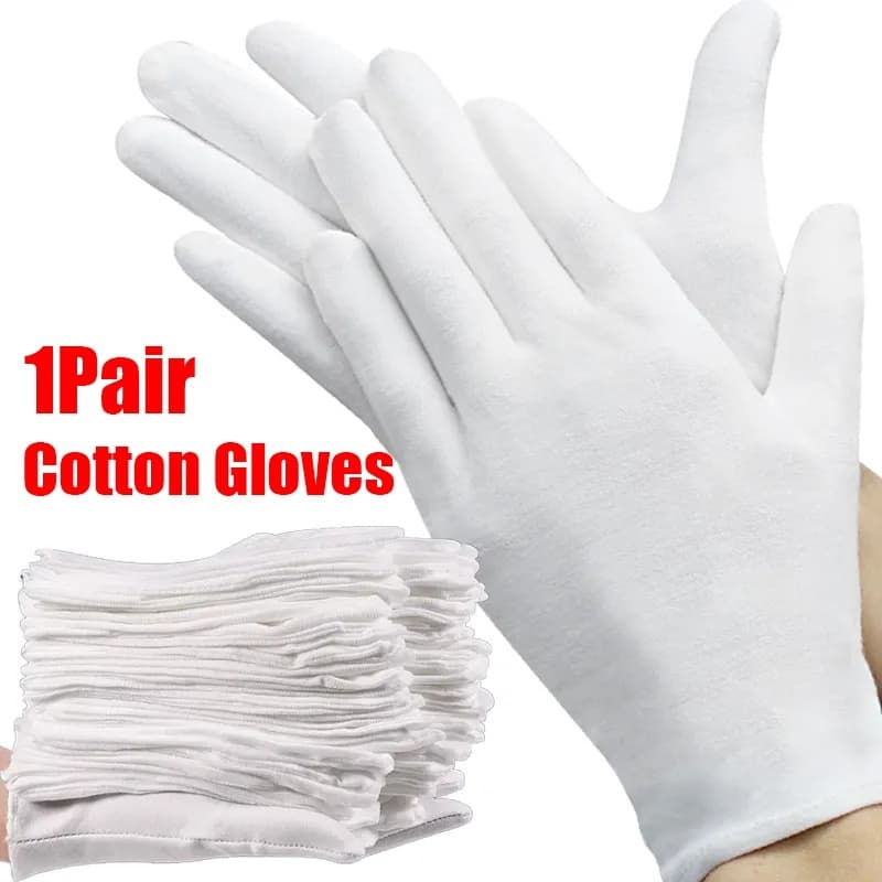 Luva de Algodão 100 % Penteado com Punho kit De Algodão Branco Para Mãos Secas   Hidratante Laváveis Homens E Mulheres