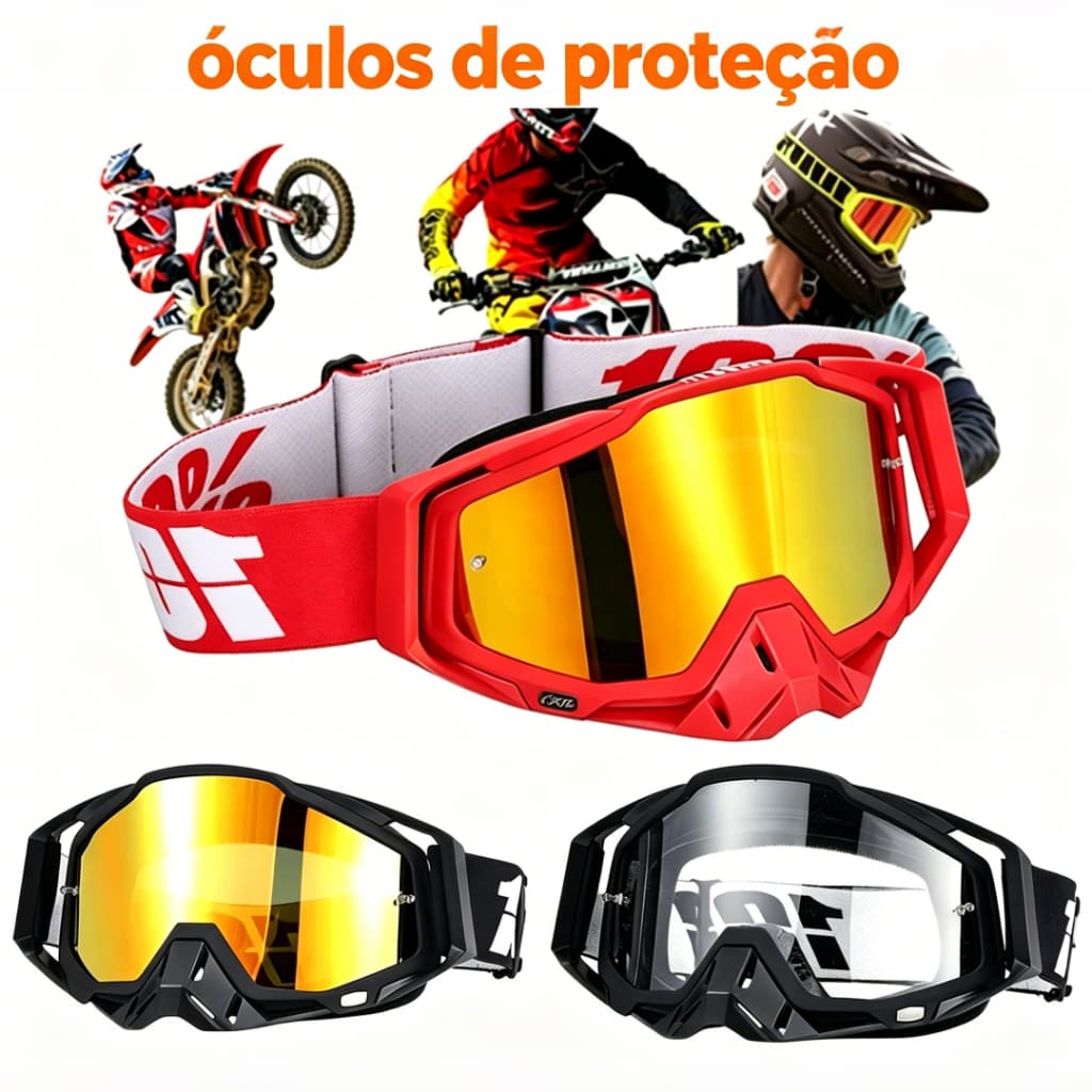 Óculos De Proteção Para 100 Motocross E Para-brisa Off-road vermelho/Preto/branco