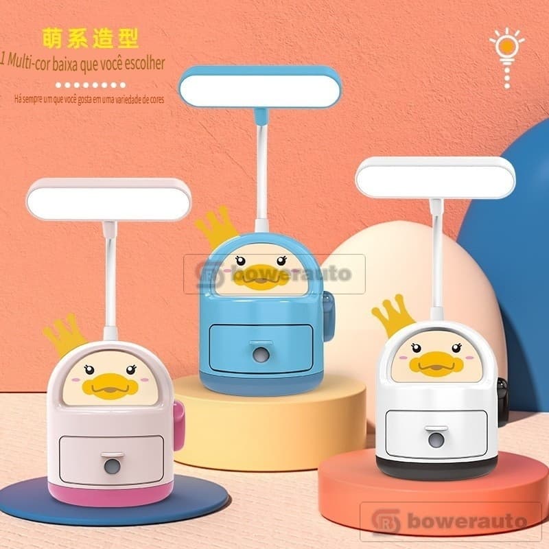 Luminária Noturna LED de Desenho Animado, Carregamento USB, Abajur de Mesa, Presente, Pato Coroa e Rato #38