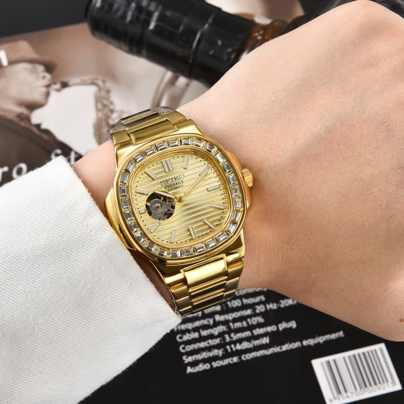 SEIKO Relógio de Pulso Masculino Moda PRESAGE Relógio Mecânico de Três Mãos Série Japonesa Top Marca de Aço Inoxidável e