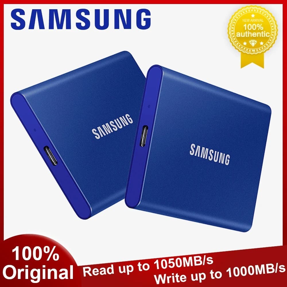 SAMSUNG T7 PSSD Azul Portátil USB 3.2 Gen 2 SSD Unidade De Estado Sólido Disco Rígido Externo De Até 1050 Mb/s Armazenam