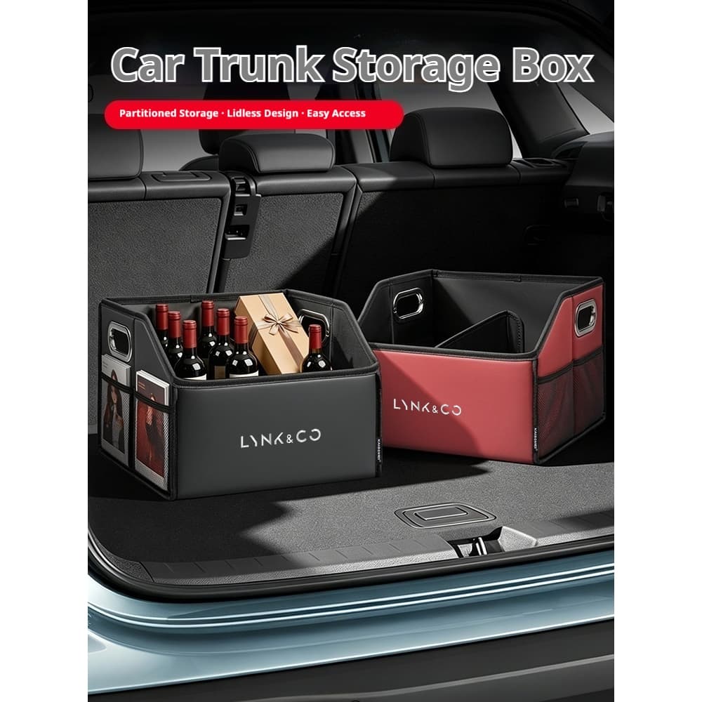 Caixa De Armazenamento De Tronco De Couro Do Carro Tailbox Dobrável Saco Organizador Para LYNK & CO 03 06 900 09 08EM-P